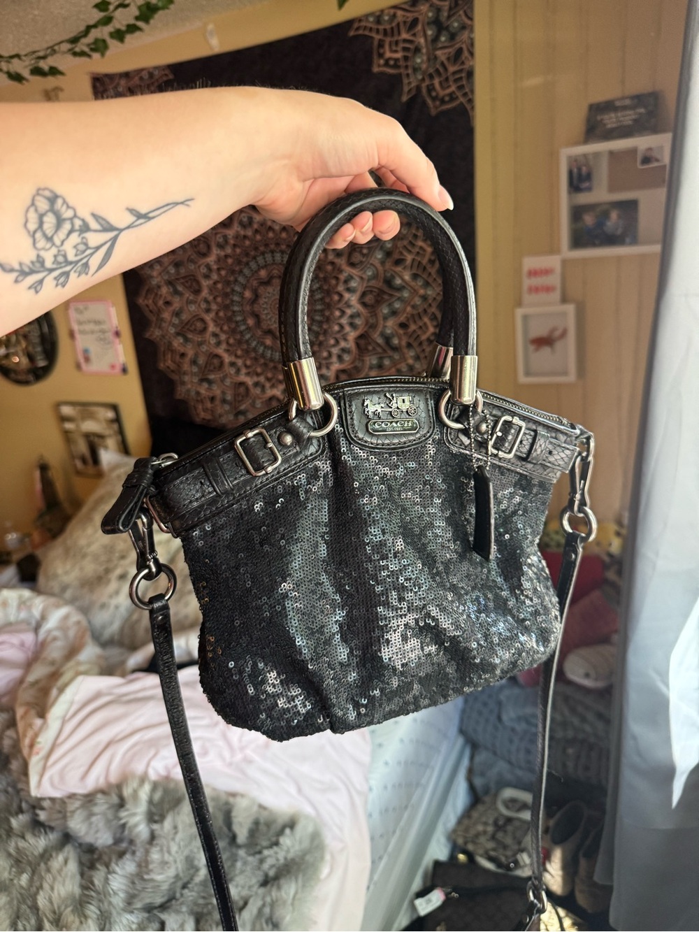 Coach Black Sequin Handbag